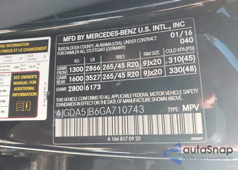 2016 Mercedes-Benz Gle 350 from USA, damaged, VIN 4JGDA5JB6GA710743